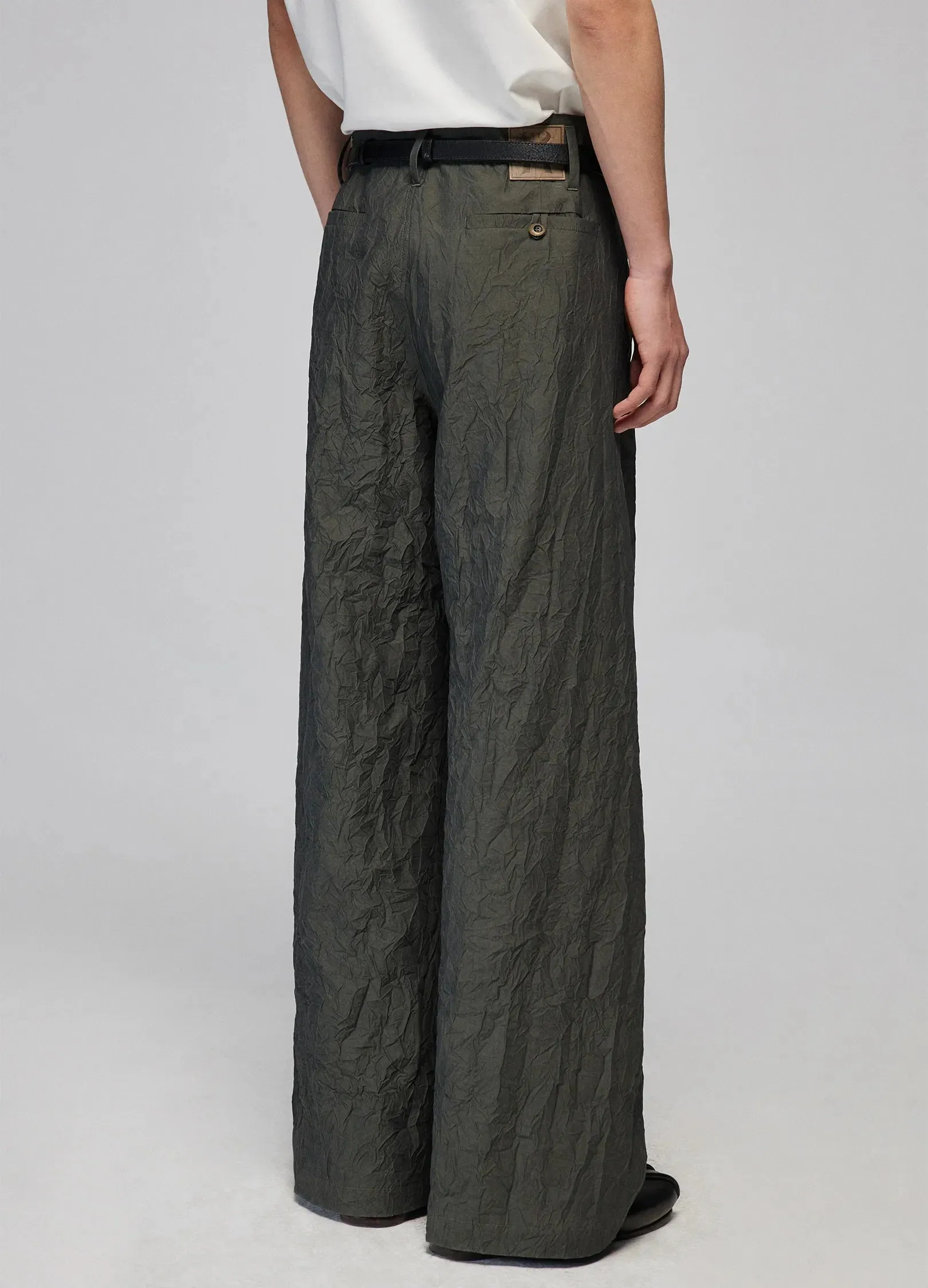 Textured Loose Wide-Leg Pants