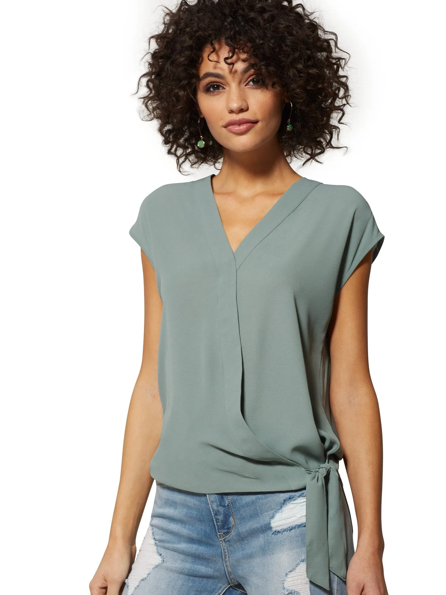 Tie-Front Wrap Blouse - Soho Soft Shirt