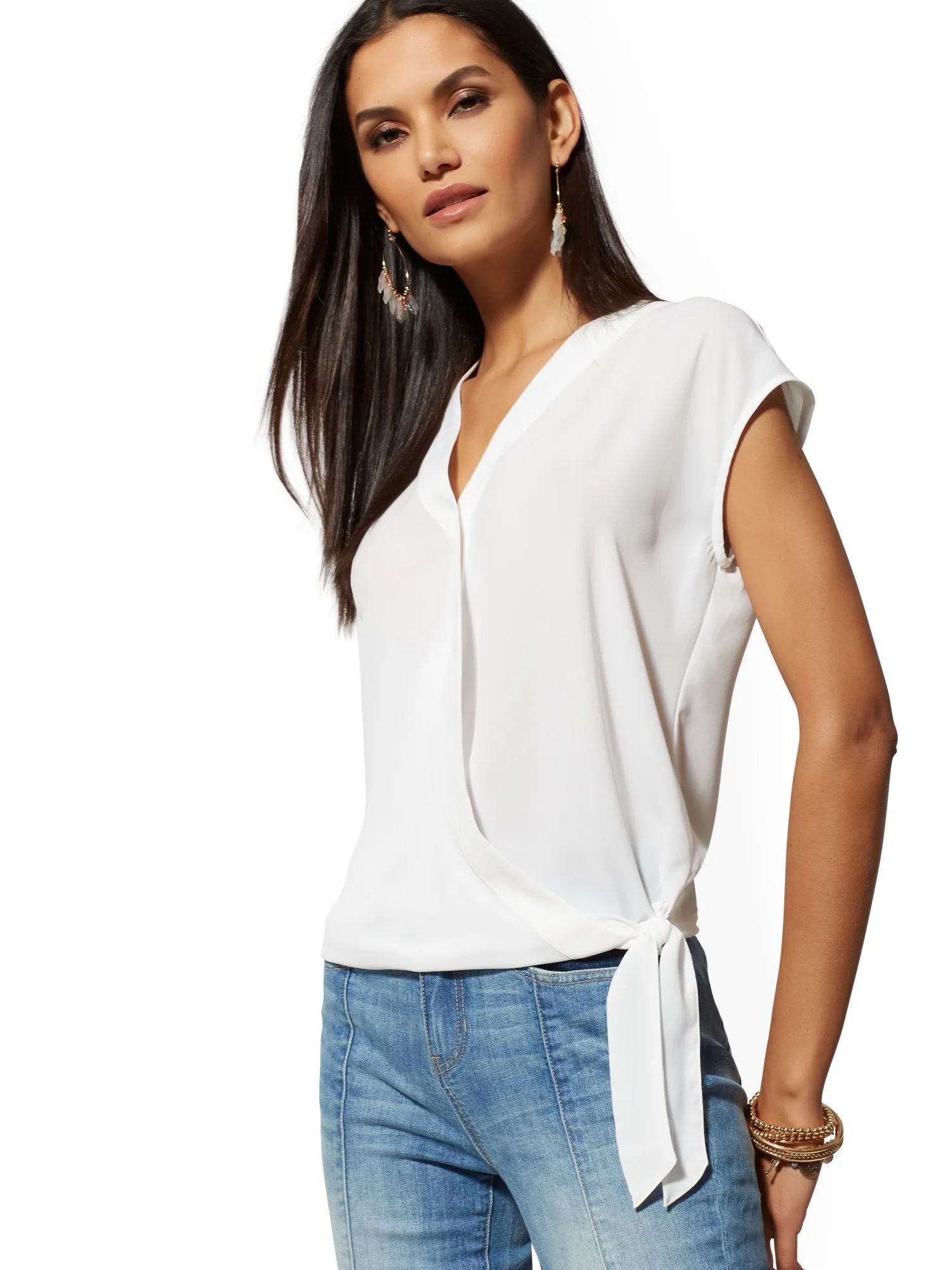 Tie-Front Wrap Blouse - Soho Soft Shirt