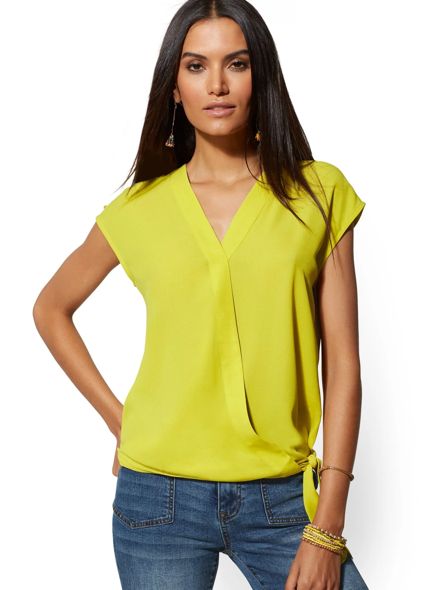 Tie-Front Wrap Blouse - Soho Soft Shirt