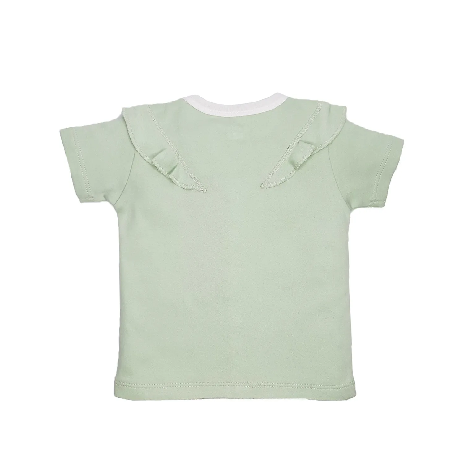 Tops Half Sleeves Girls Pink/Sage Green - 2Pc Set