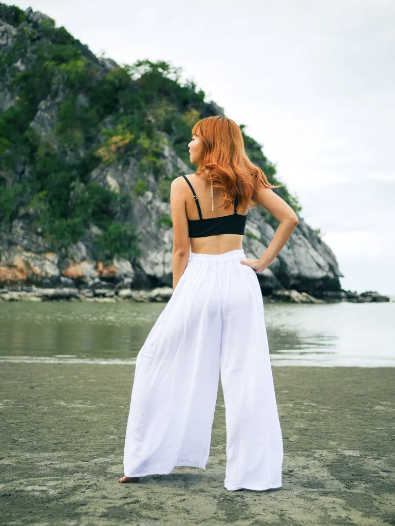 White Wide Leg Palazzo Pants